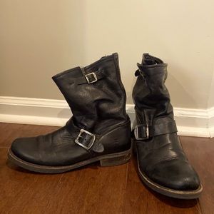 Frye black leather booties